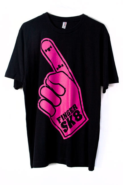 Fingerboard Pink on Black FINGERSK8 Logo T-Shirt